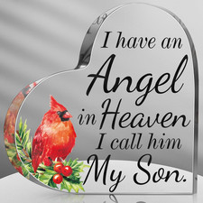 4 Inch Cardinal Memorial Gift for Loss of Son, Sympathy Remembrance Decor with R