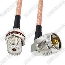 UHF Male PL-259 RA to UHF Female Bulkhead SO-239 Lot RF Pigtail RG142 Coax Cable