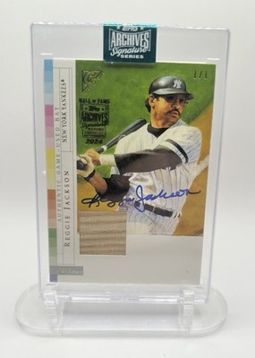 2017 Topps Archives 1/1 On-Card Auto Bat GU Relic Reggie Jackson Yankees Sealed