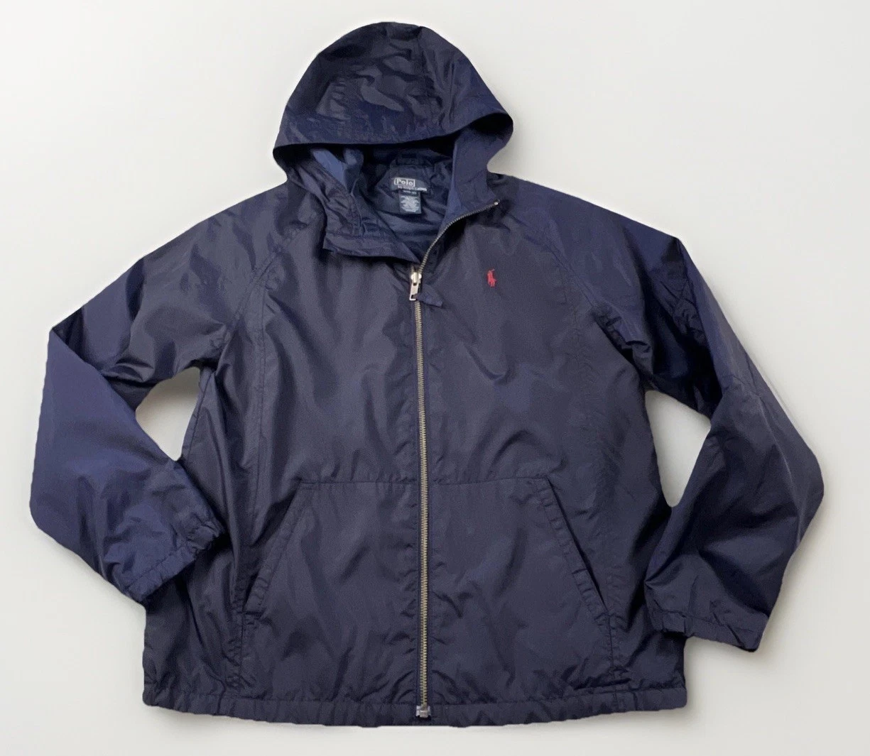 Polo Ralph Lauren Boys M 10-12 Navy Hooded Windbreaker Rain Jacket Full Zip Pony
Opens in a new wind