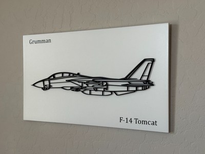 F-14 Tomcat Silhouette Wall Art   Handmade 8×14 Aviation Decor Sign