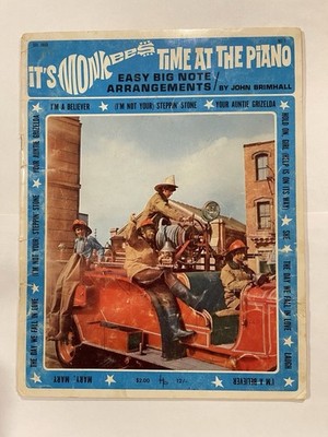 1967 sheet music It's Monkees Time At the Piano - Easy Big Note Arrangements.