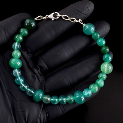 Tolles Armband Top-Qualität Ever Green Onyx 93,00 kt die meisten Perlen RK 60 E705