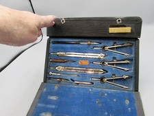 Vintage Charvos no. 614 USA Drawing, Drafting Kit in Case 9 Tools Some Tarnish