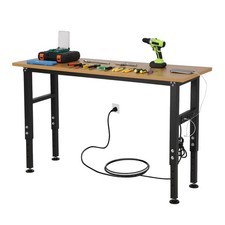 Adjustable Workbench w/Power Outlet 60x20" Work Benches 2500 LBS for Garage