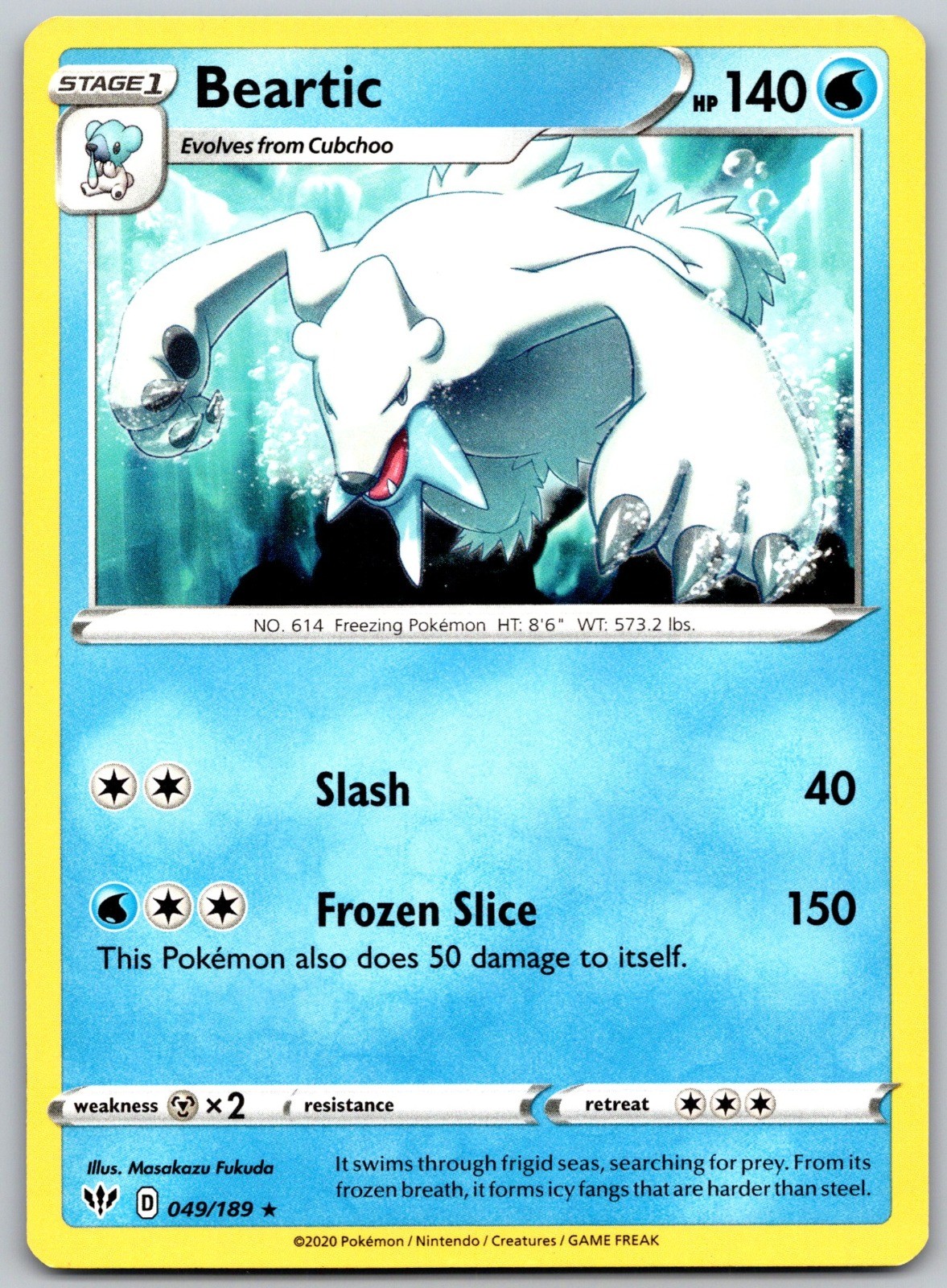 Beartic 049/189 Rare SWSH03: Darkness Ablaze NM