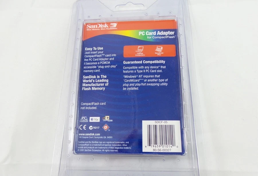 Sandisk PC Card Adapter PCMCIA for CompactFlash Memory Cards (SDCF-05) - Image 2 of 2