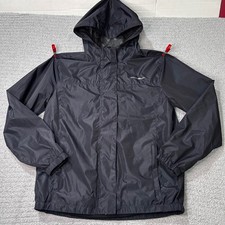Eddie Bauer Windbreaker Jacket Kids L 14/16 Black Gorpcore Outdoor Rain Hooded