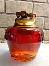 MCM L E SMITH Art Glass Orange Persimmon Lighter Mid Century
