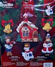 Bucilla "O HOLY NIGHT" Felt Christmas Ornaments Kit- Set of 6 RARE 84960 Church