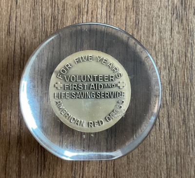 Five Year Red Cross Volunteer Coin For Humanity Decor