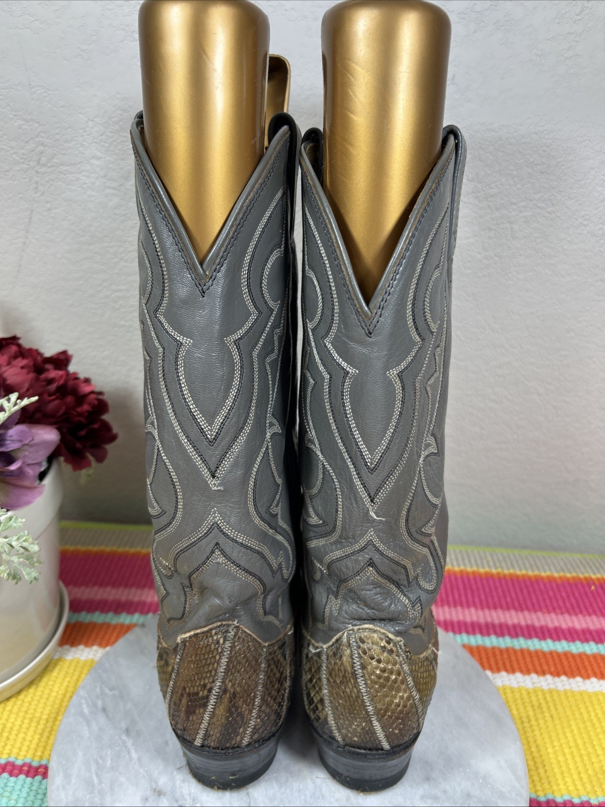 Dan Post Python Snakeskin Gray Leather Western Co… - image 6