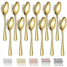 Gold Dinner Spoons 12 Pieces Titanium Plating Stainless Steel 7.28inch Dessert