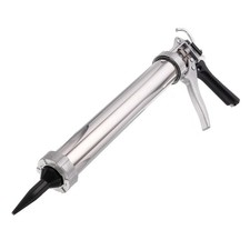 Sausage Caulking Gun Stainless Steel Sealant Applicator with Nozzle Silver Tone