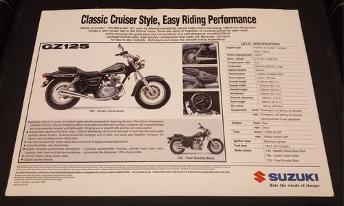 Suzuki GZ125 Marauder Sales Brochure / Poster - Picture 2 of 5