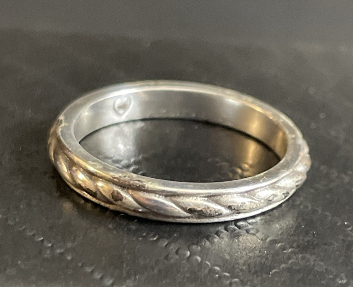 BRIGHTON Stack Ring Silver Tone Band Classic Rope… - image 1