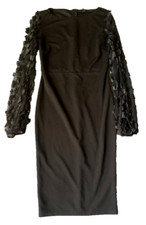 SHEIN Women’s Medium Dress Black Floral Sheer Long Sleeve Zip Up Mini Party