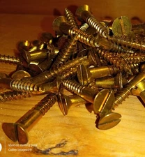 5 For $1 Flathead Brass Wood Screws 1-1/4 No.10 Detroit Bolt And Nut Co.