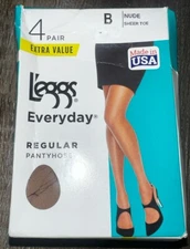 L'eggs ~ 4 Pair Women's Regular Pantyhose Hose Nude Sheer Toe Everyday ~ B