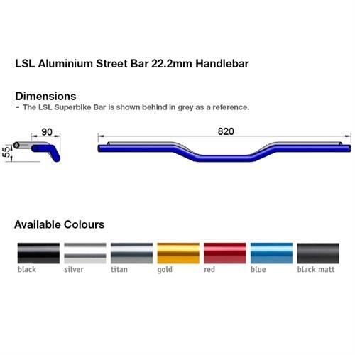 LSL Street Bar ALU Handlebar Matt BLK 22.2mm Suzuki GSX 400 S / L / E / F 77 - Picture 2 of 2
