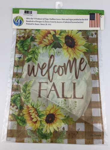 CUSTOM DECOR SUNFLOWER PUMPKIN "WELCOME FALL" GARDEN FLAG 12X18 FREE SHIPPING - Picture 2 of 2