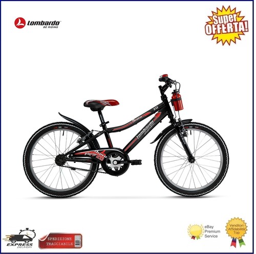 Bici Mtb 20 Lombardo Brera Senza Cambio Bicicletta Bimbo Bambino Black Red  | eBay