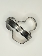 Vintage Mickey Mouse Head Metal Cookie Cutter with Handle Disney Made In USA