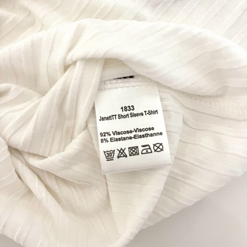 TIF TIFFY Janetttt Short Sleeve T-Shirt Top - Ribbed Off White Size S NEW + TAGS - Picture 5 of 6