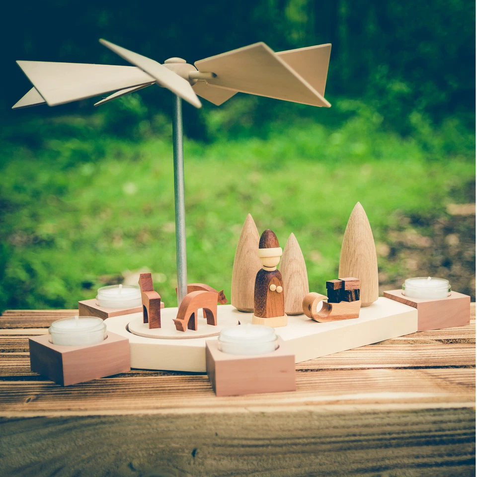 Natural Santa Sled Deer German Pyramid Tealight - Image 2 of 2