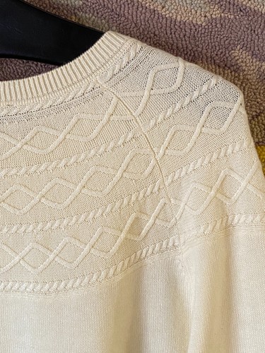NWT Talbots Womens Sz M Sweater Crew Neck Ivory Faire Cotton/Cashmere Blend - Picture 9 of 13