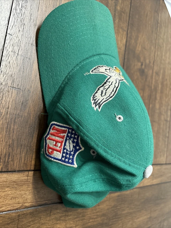 Vintage Philadelphia Eagles Fitted Hat Starter Brand Green Wool Cap Size 7 1/8 - Image 3 of 4