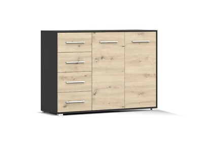 Kommode Schubladkasten Sideboard FRIDA 01 2D4S 135 cm Schwarz/Artisan Eiche