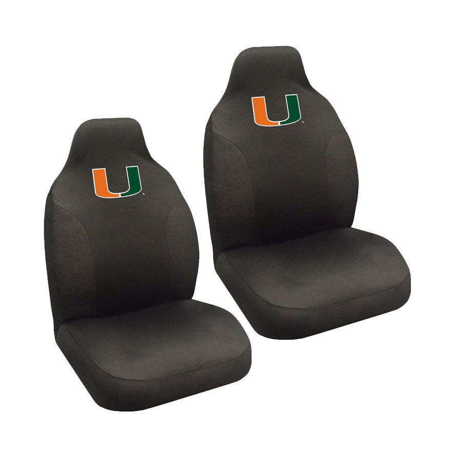 New NCAA Miami Hurricanes Universal Fit Car Truck 2 Front Seat Covers