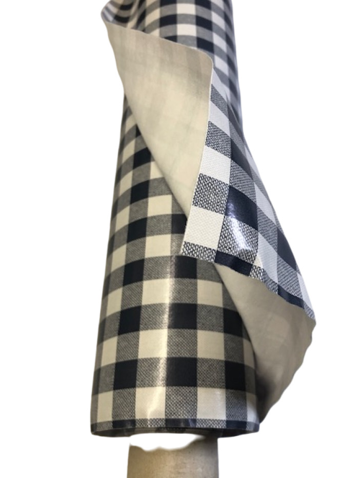 Nappe PVC imperméable antitache à carreaux vichy gris pour famille