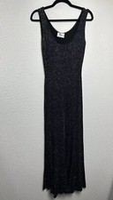 Vintage Wild Cat Metallic Black Gown Size S Sleeveless Sparkle Dark Romantic USA