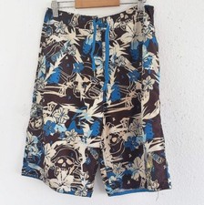 Maui Sons Boy's Brown Blue Hawaiian Floral Board Shorts Swim Trunks Size XL