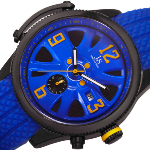 Herren Joshua & Sons JX101BU Two Time Zone Datum Polyurethan Armband Quarzuhr - Bild 3 von 7