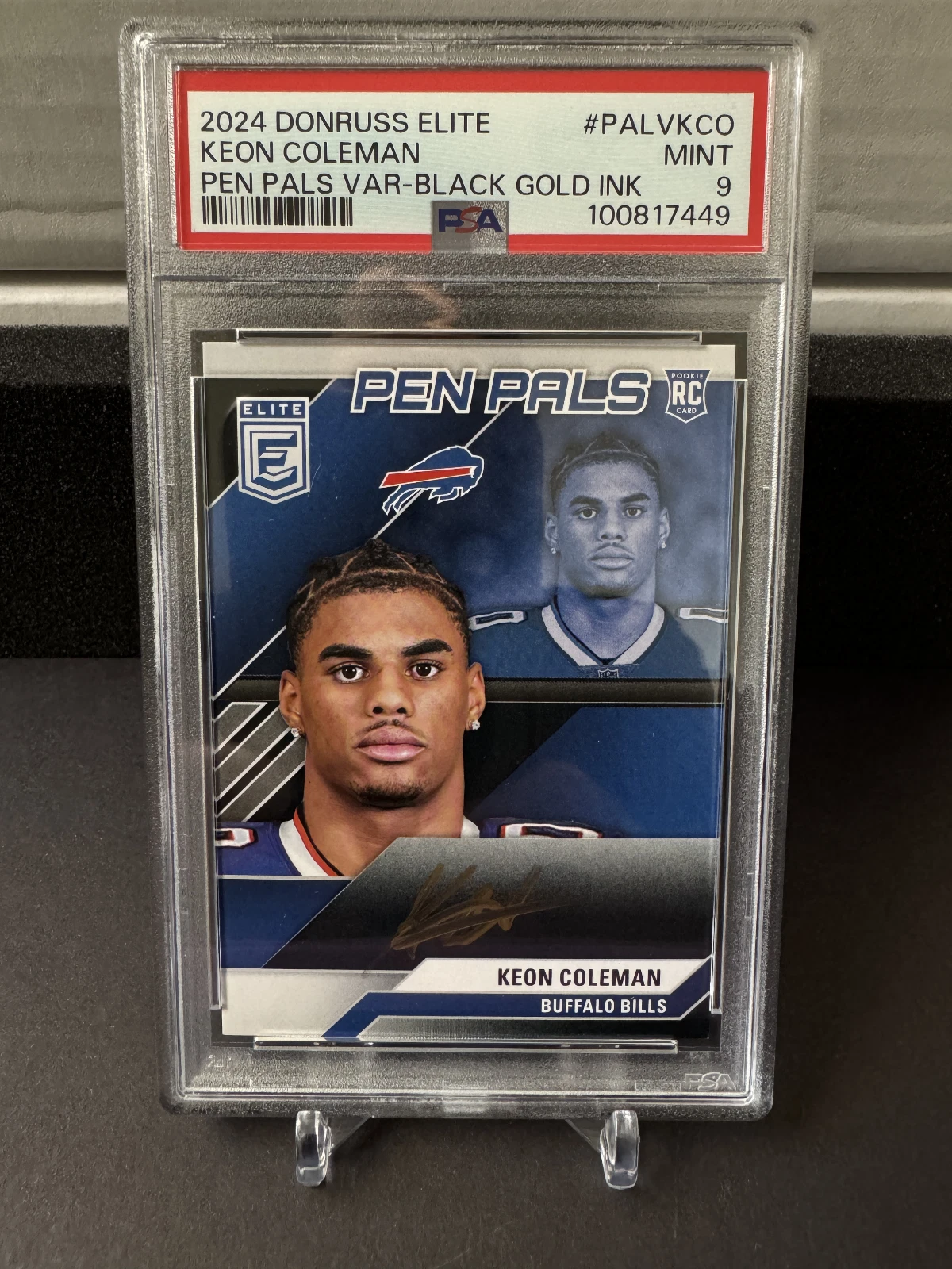 Keon Coleman Panini Donruss Elite Pen Pals Variation #PALVKCO Black Gold Ink