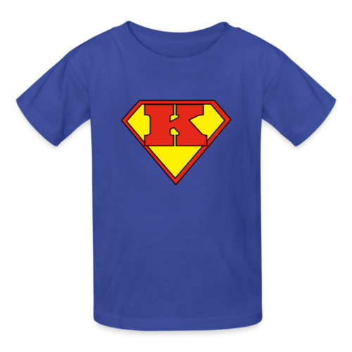 Superman Kinder T-Shirt mit deinen Initialen!! Buchstabe K Geschenk idee - Zdjęcie 1 z 8
