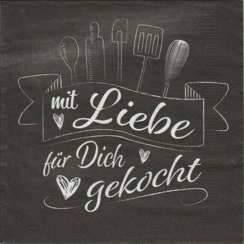3 Servietten Mit Liebe gekocht Sprüche Küche Essen eBay