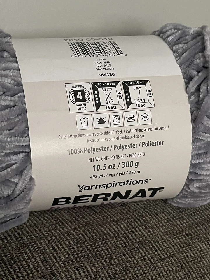 Difícil de Encontrar Nuevo Hilo de Poliéster Gris Pálido Terciopelo Bernat Bebé Hilo Bernat Hilo 10.5 OZ Nuevo de Lote Antiguo Foto 3 de 4