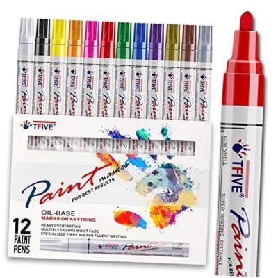  Paint Pens Paint Markers Never Fade Quick Dry and Permanent Color Oil-Based 12