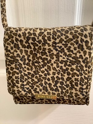 Nine West Leopard Animal Print Crossbody Mini Handbag Purse 