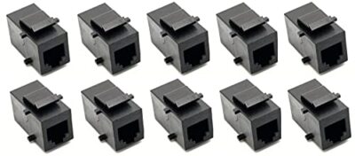 Black RJ11 RJ12 Phone Keystone Jack F/F 10 Pack Fiber Optic Adapter Coupler