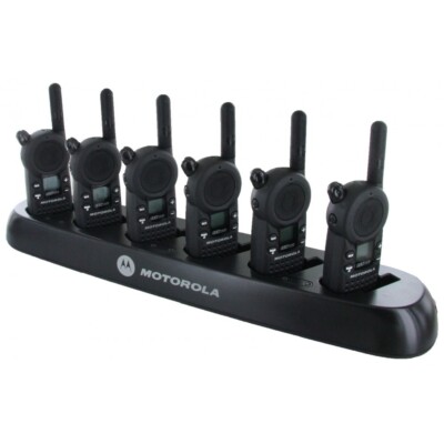 Motorola CLS1410 UHF Radios Walkie Talkies with 6 Multi Charger and- belt Clips