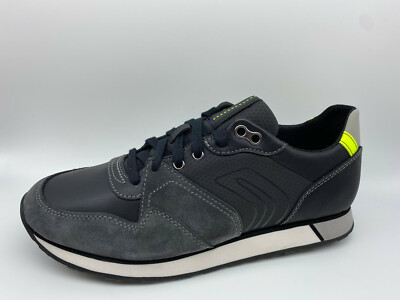 Schuhe Sneaker Geox U Vittoriale C Schwarz Wildleder und Leder SALE