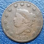 1821 Coronet Head Large Cent 1c Copper Coin Nicely Circulated #71435
