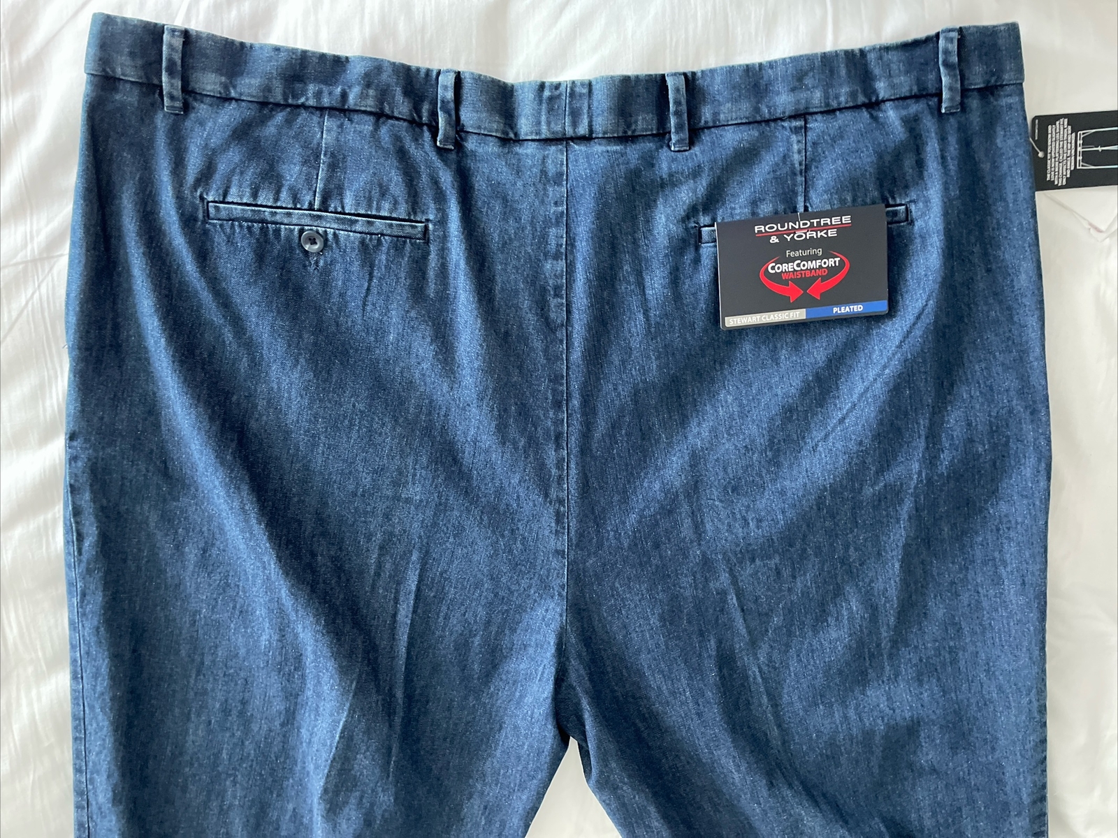 Roundtree & Yorke Pleated Front Jeans Mens 50x32 Stewart Classic Fit