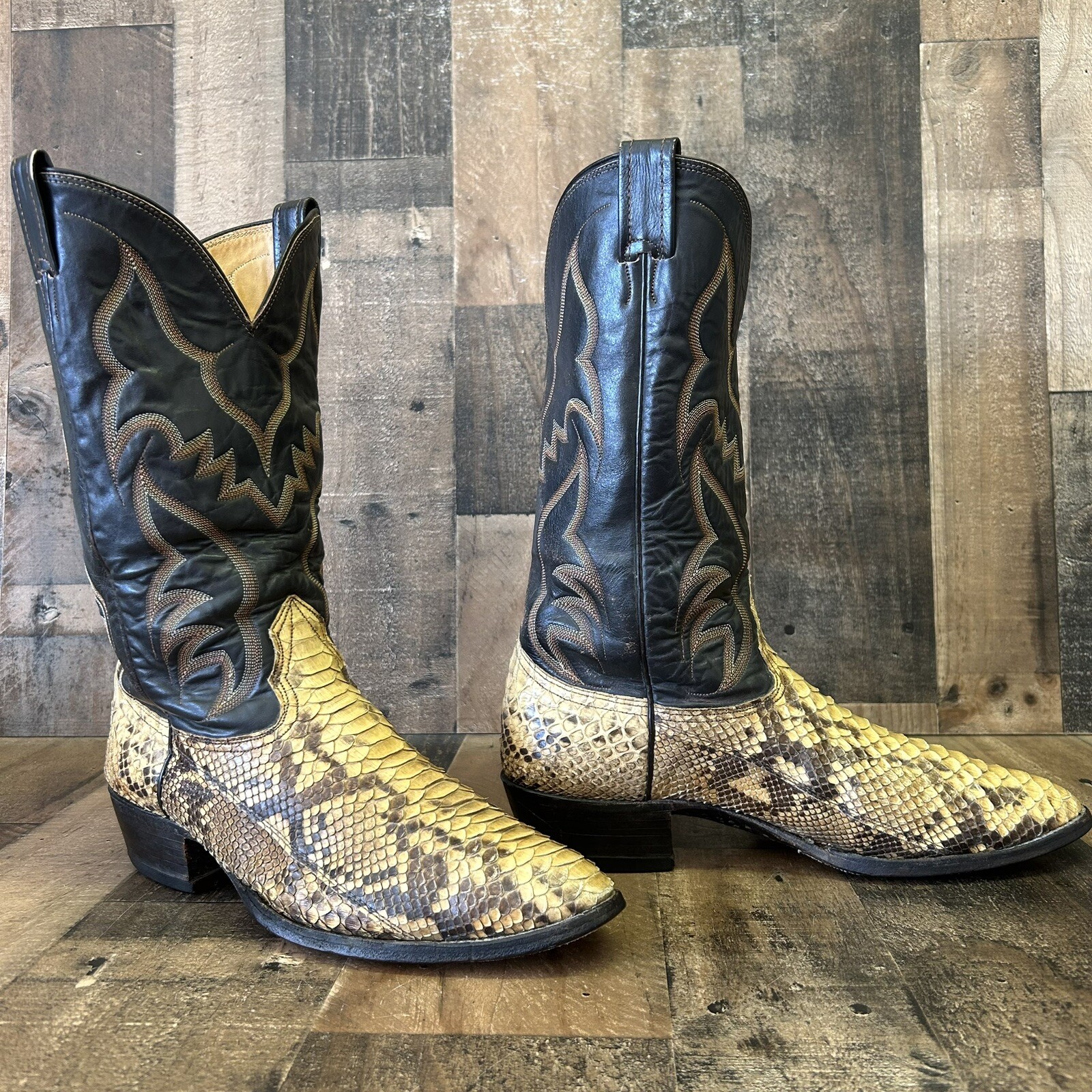 Nocona Vintage Snakeskin Cowboy Boots Mens 11 D Gem