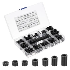 81Pcs M6 M8 Nylon Spacer Round Standoff Spacers Non-Threaded Black